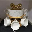 Ceramic Soup Bowl Set of 6 with Bamboo Base - 3