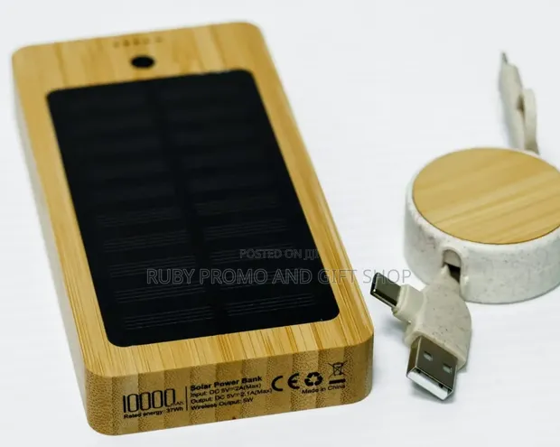 Wooden 10000mAh Power Bank - Kuchaji Haraka - 1