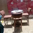 Brown High Stools and Kitamba Table Set - 2