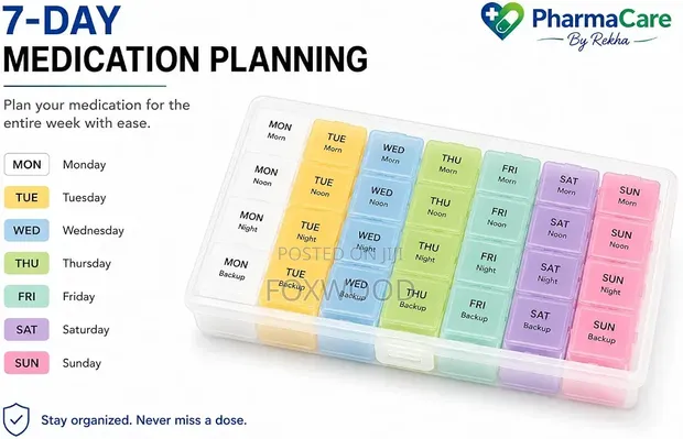 Weekly Pill Organizer - 28 Compartments - 1