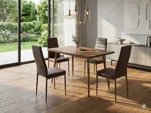 Seti ya Dining ya Brown Leather Mpya (Inaketi 4)