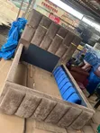 4x6 Brown Bed Frame with Velvet Upholstery - 2