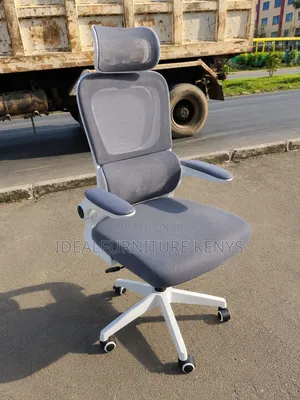 Kiti cha Ofisi cha Mesh chenye Ergonomic na Headrest - Fremu Nyeupe