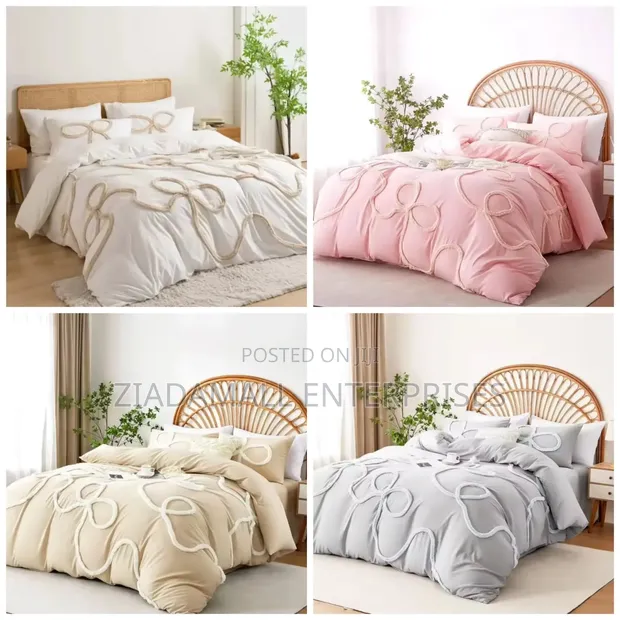 Bowknot Tufted Duvet Cover Set - 1