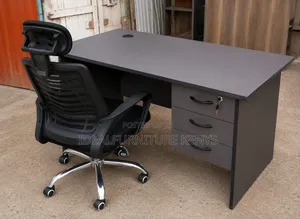 Boss Office Products Gray Rectangular Desk and Chair Set