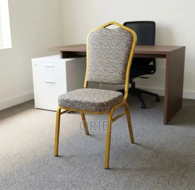 Armless Conference Fabric Chair - Brown - 1