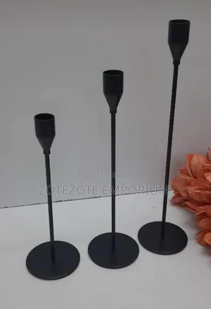 3 Piece Metallic Candle Holder Set