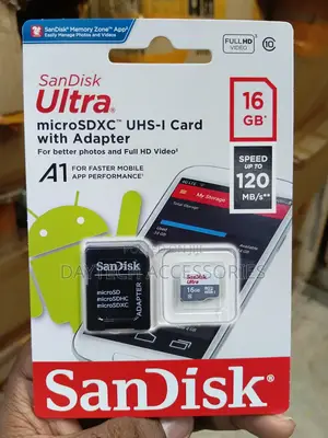 SanDisk 16GB Ultra UHS-I microSDHC Memory Card with Adapter