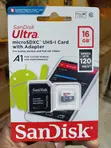 SanDisk 16GB Ultra UHS-I microSDHC Memory Card with Adapter - 1