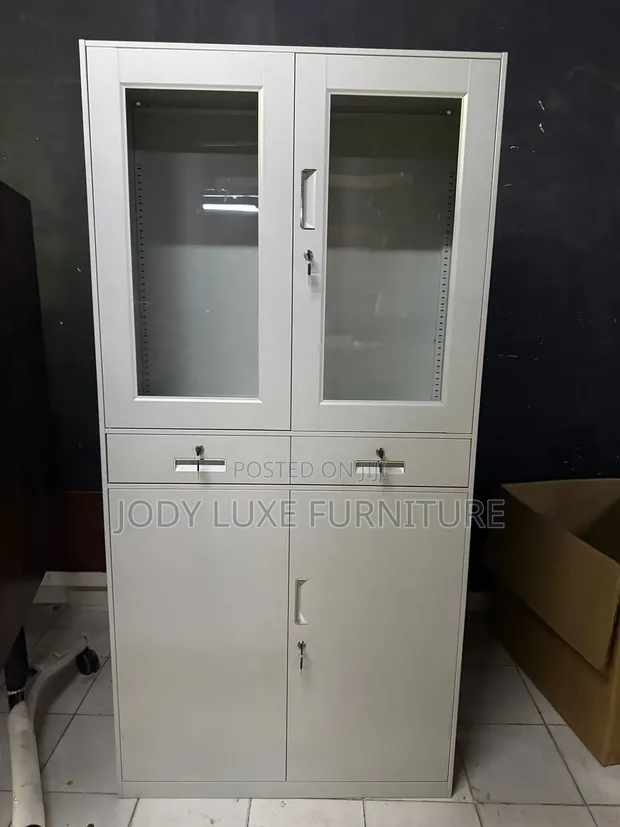 White Steel Office Cabinet with Drawers - 1
