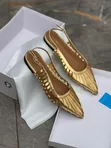 Leather Pointed Slingback Flats - 1