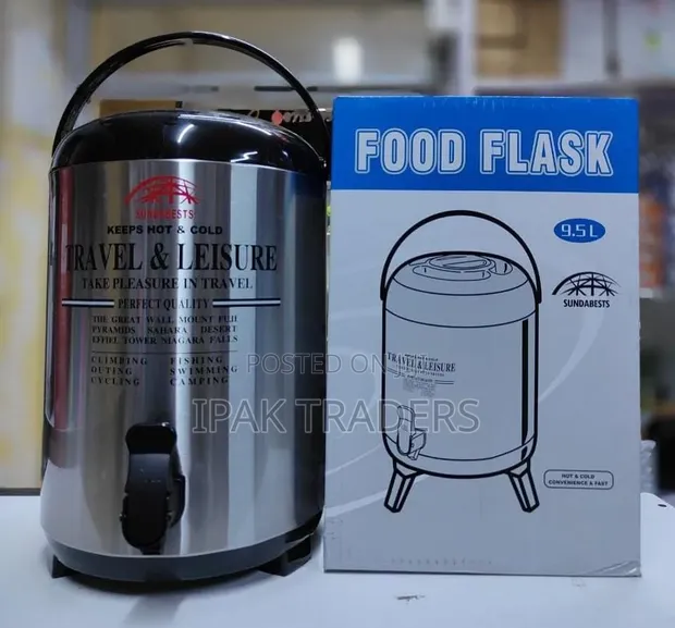 9.5L Stainless Steel Food Flask and Tea Urn - 1