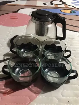 5-in-1 Glass Teapot Set with 4 Cups - 1L
