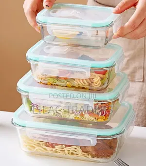 Set ya Vipande 4 vya Vyombo vya Kuhifadhia Chakula vya Kioo cha Borosilicate Vilivyofungwa