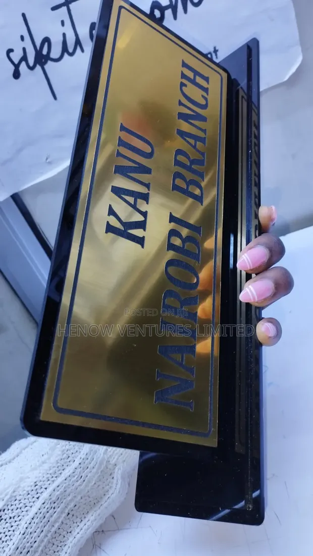Custom Engraved Acrylic Table Stand Name Plate - 1