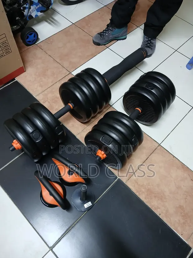 6-in-1 Adjustable Dumbbell, Kettlebell, and Barbell Set - 1