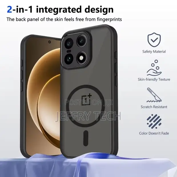 Kava ya Kuzuia Mshtuko ya Matte Nyeusi yenye Sumaku kwa OnePlus 15/15R - 1
