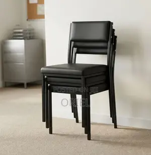 Black Padded Leather Stackable Office Chair