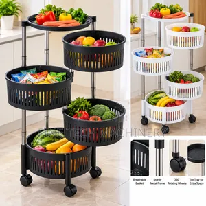 Rotating Round Fruit Rack na Magurudumu