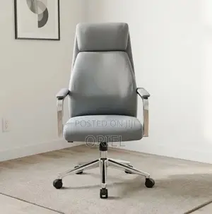 Executive Gray Leather High Back Managerial Chair