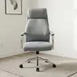 Executive Gray Leather High Back Managerial Chair - 1