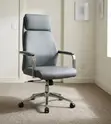 Executive Gray Leather High Back Managerial Chair - 5