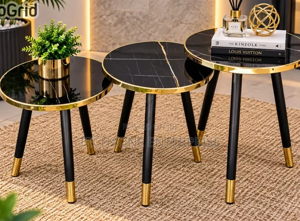 Modern 3-in-1 Executive Round Marble Table - 1