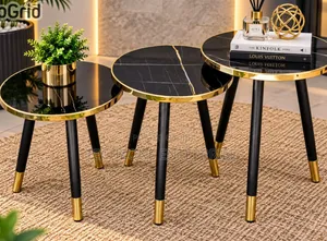 Modern 3-in-1 Executive Round Marble Table