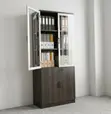 Wooden 2-Door Brown Storage Cabinet - 1