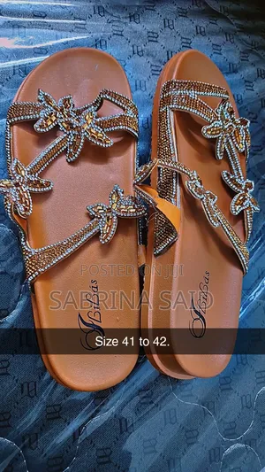 Aaronfaiy Women's Brown Leather Casual Sandals Size 41