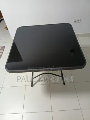 Meza ya Mraba Nyeusi ya Kioo Yenye Kukunja