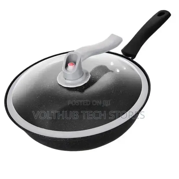 VoltHub Wok Cooking Pan 32cm na Lid ya Kioo - 1