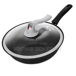 VoltHub Wok Cooking Pan 32cm na Lid ya Kioo