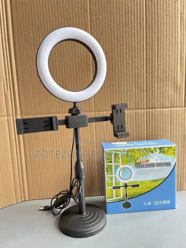 6-Inch Ring Light na Double Stand Holder - 1