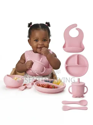 6-Piece Silicone Baby Feeding Set - Suction Plate, Bowl, Bib