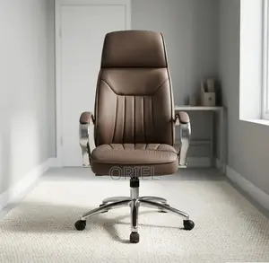 Executive High Back Leather Swivel Office Chair - Brown