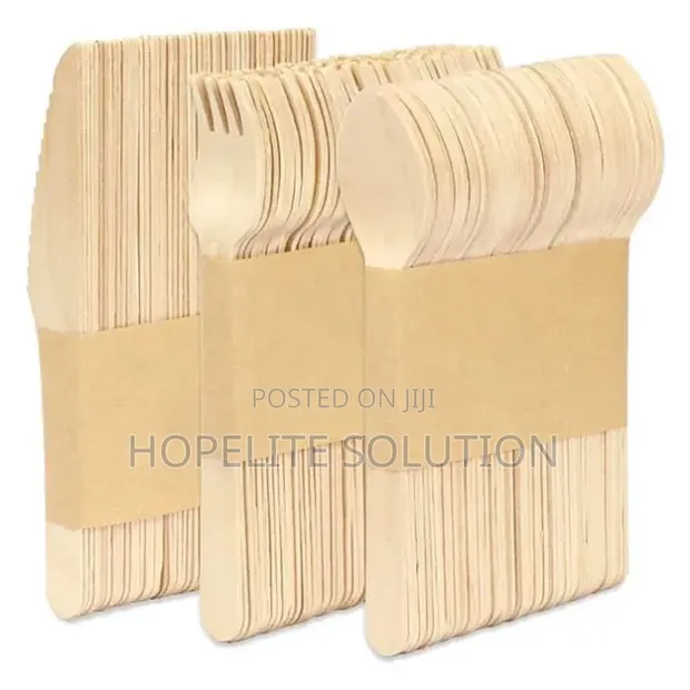 120pcs Wooden Cutlery Set - 1