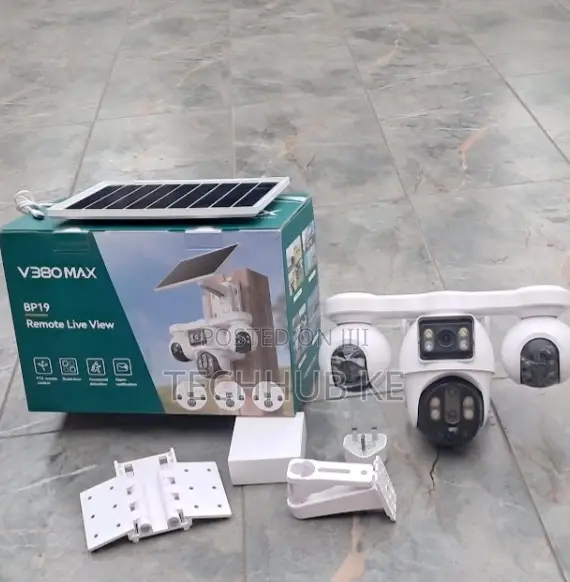 V380 4-Lens 4G Solar PTZ CCTV Camera - 360° Outdoor Security - 1