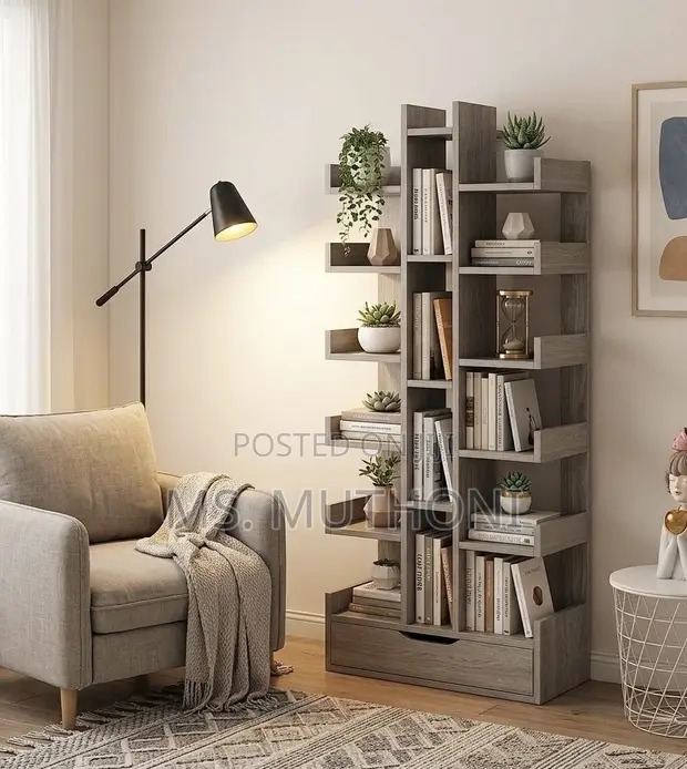 DIY Open-Back Vertical Geometric Bookcase - 1