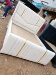 Kitanda cha Chester cha Kifahari 5x6 | Kitanda cha Kisasa cha Upholstered | White Gold - 1