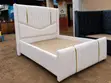 Kitanda cha Chester cha Kifahari 5x6 | Kitanda cha Kisasa cha Upholstered | White Gold - 2