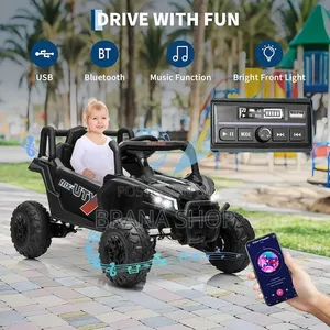 Kids' 12V Electric Off-Road UTV Buggy - Nyeusi