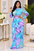 Classy 2pc Skirt Set - Blue - 1