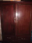 Elegant Dark Brown Wooden Wardrobe with Drawers - 1