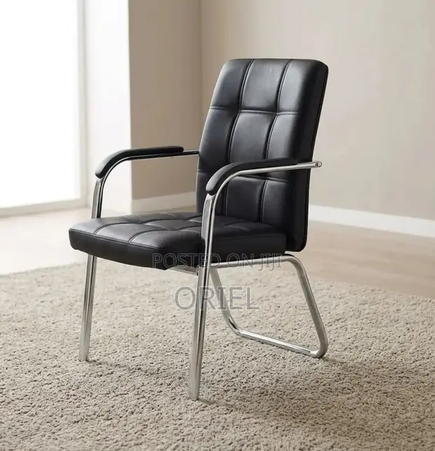 Padded Leather Aluminium Frame Visitor Chair - 1