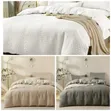 Seti ya Duvet Cover ya Pamba ya Waffle Weave Poplin - Nyeupe, Beige, Grey - 1