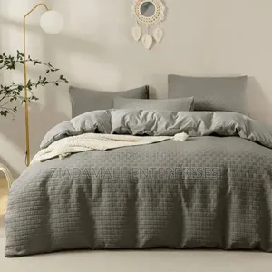 Seti ya Duvet Cover ya Pamba ya Waffle Weave Poplin - Nyeupe, Beige, Grey