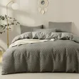 Seti ya Duvet Cover ya Pamba ya Waffle Weave Poplin - Nyeupe, Beige, Grey - 2