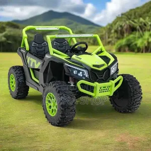 Gari la Watoto la Luminous Green 12V Battery-Powered Ride-On UTV