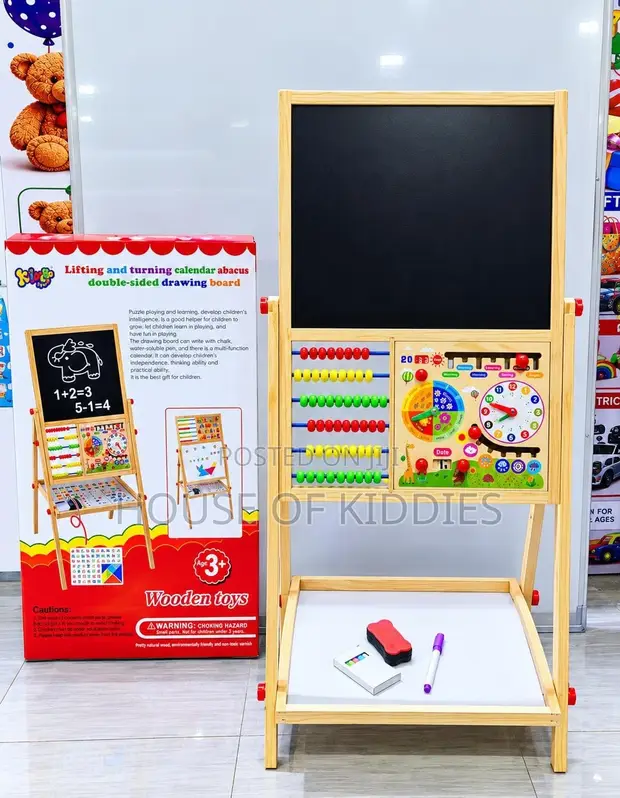 Wooden Double-Sided Educational Blackboard - 1